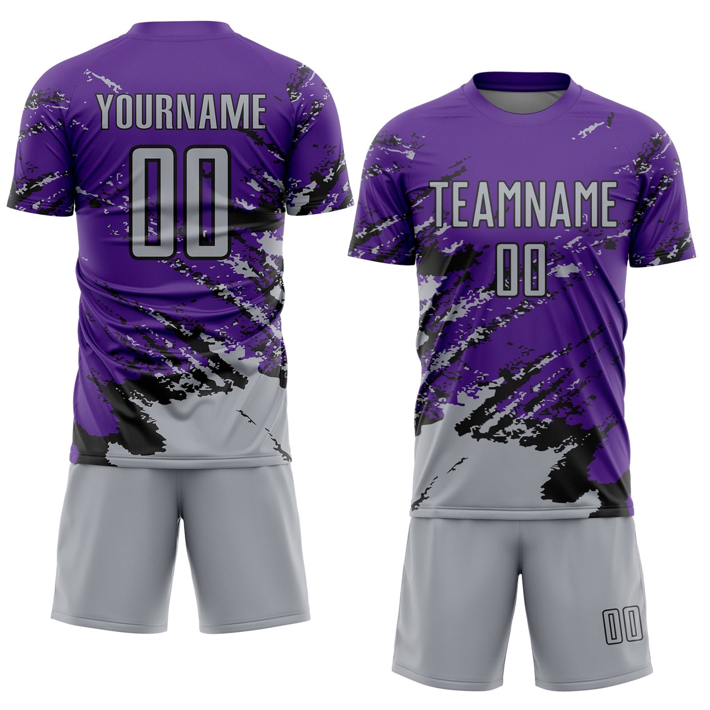 Custom Purple Gray-Black Abstract Fragment Art Splash Sports Sublimation Soccer Uniform Jersey Limited