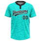 Custom Teal Black-White 3D Pattern Two-Button Unisex Softball Jersey Limited