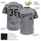 Custom Gray Black-Camo 3D Pattern Two-Button Unisex Softball Jersey Limited