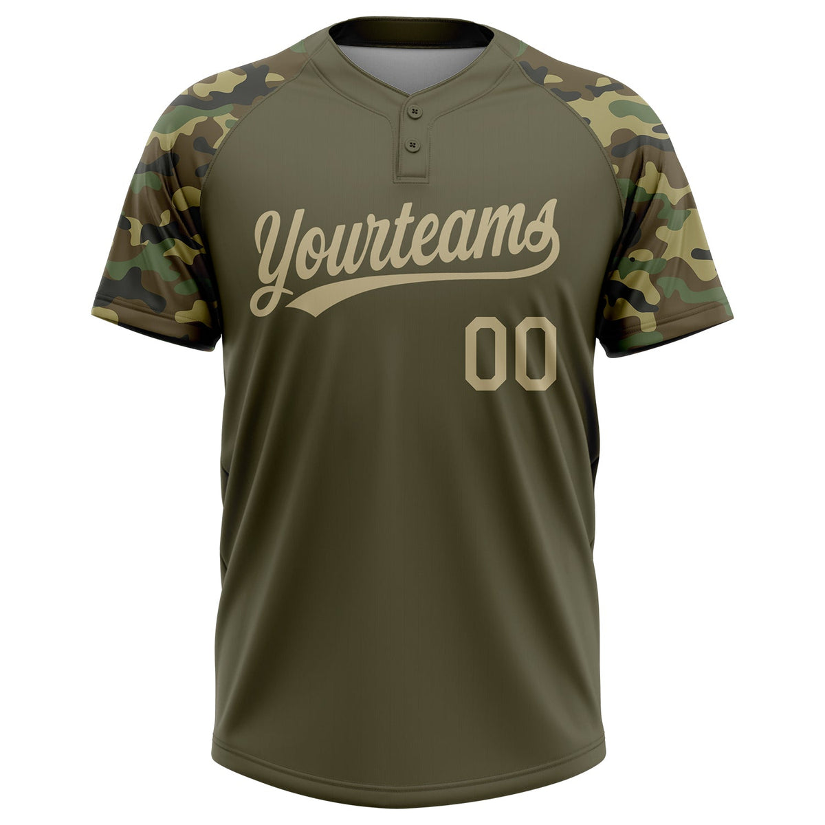 Custom Olive Vegas Gold-Camo 3D Pattern Salute To Service Two-Button Unisex Softball Jersey Limited