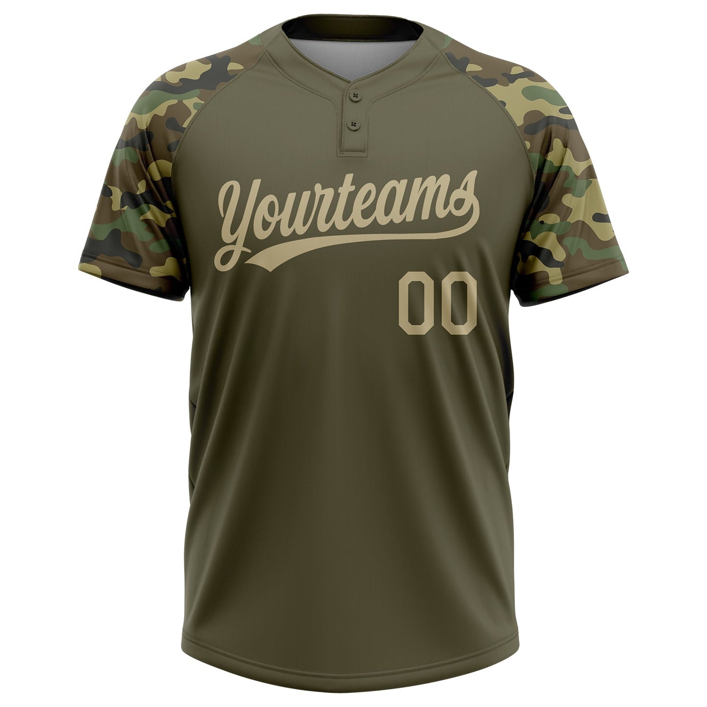 Custom Olive Vegas Gold-Camo 3D Pattern Salute To Service Two-Button Unisex Softball Jersey Limited