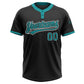 Custom Black Teal-White Two-Button Unisex Softball Jersey Limited