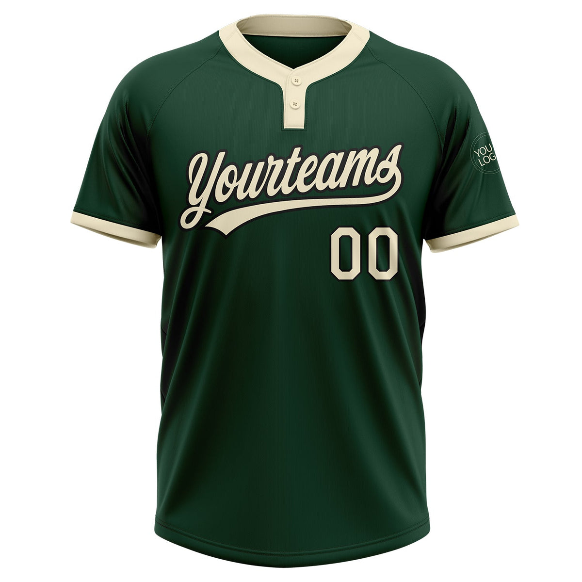Custom Green Cream-Black Two-Button Unisex Softball Jersey Limited