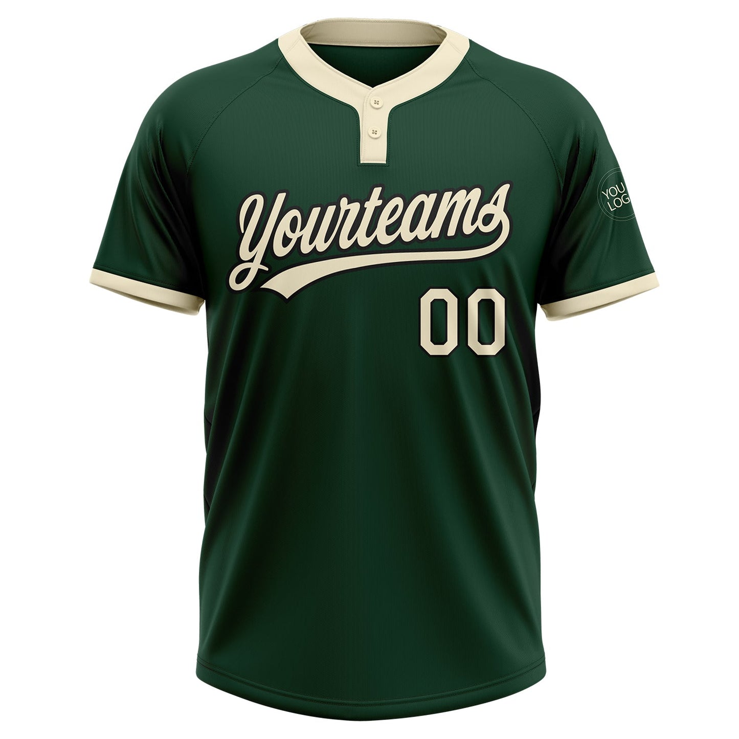 Custom Green Cream-Black Two-Button Unisex Softball Jersey Limited