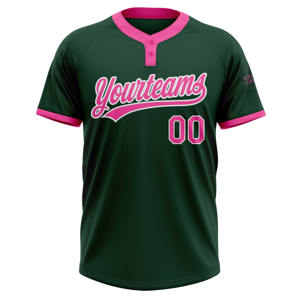 Custom Green Pink-White Two-Button Unisex Softball Jersey Limited