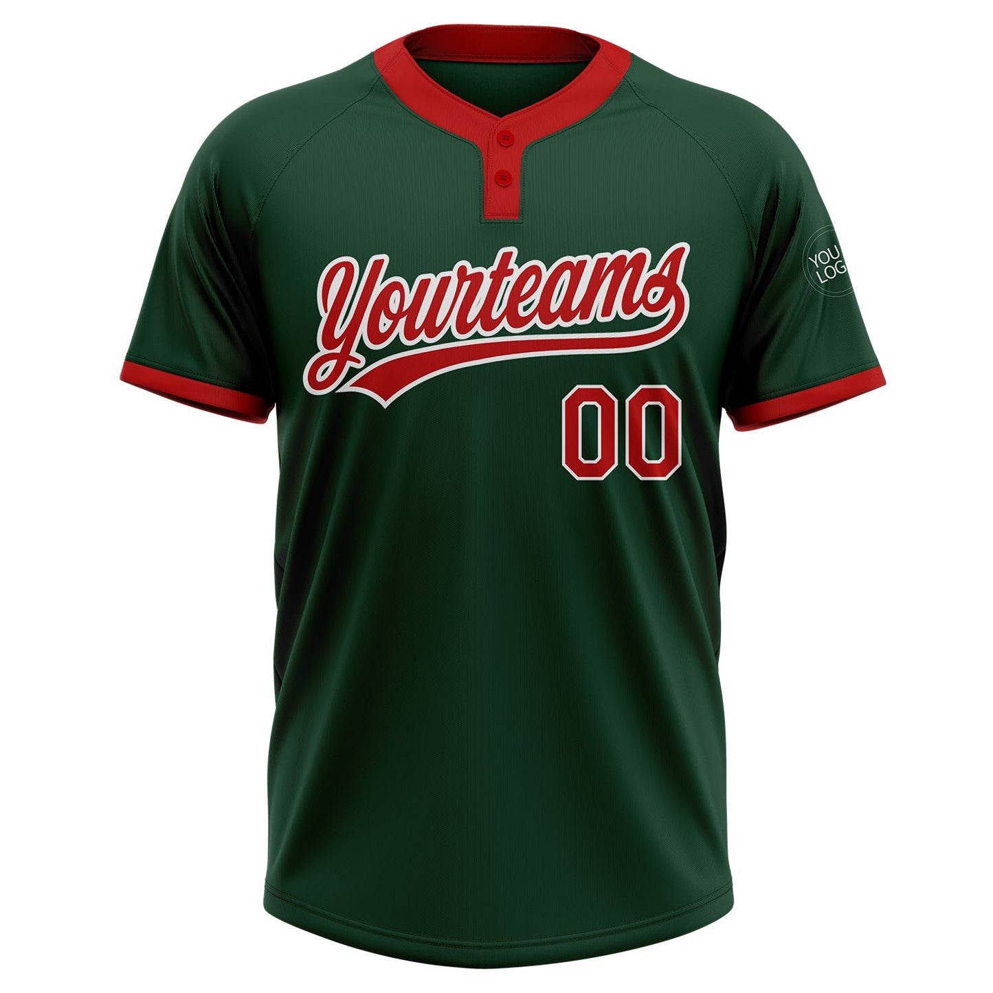 Custom Green Red-White Two-Button Unisex Softball Jersey Limited