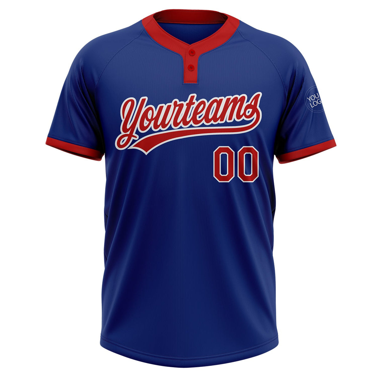 Custom Royal Red-White Two-Button Unisex Softball Jersey Limited