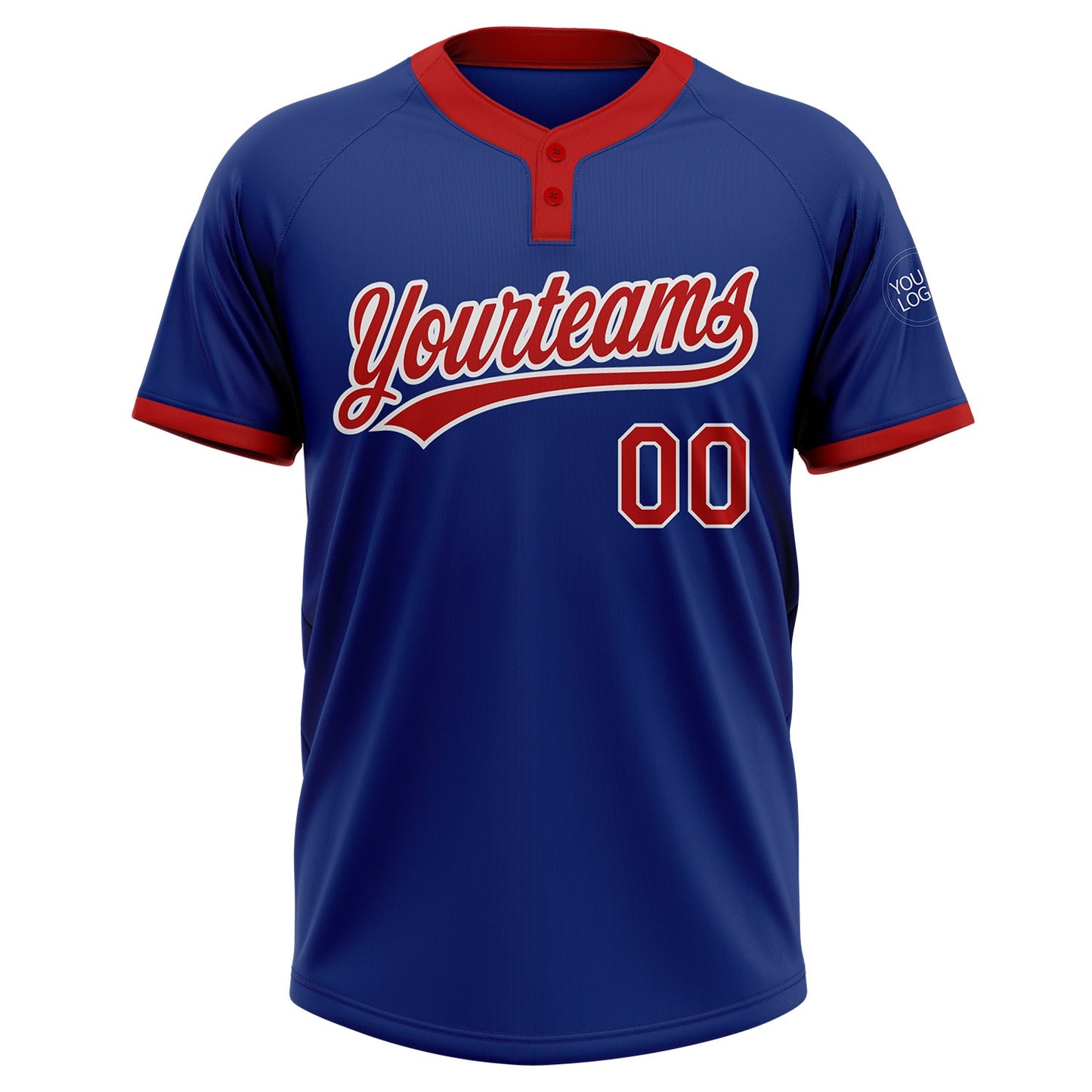 Custom Royal Red-White Two-Button Unisex Softball Jersey Limited