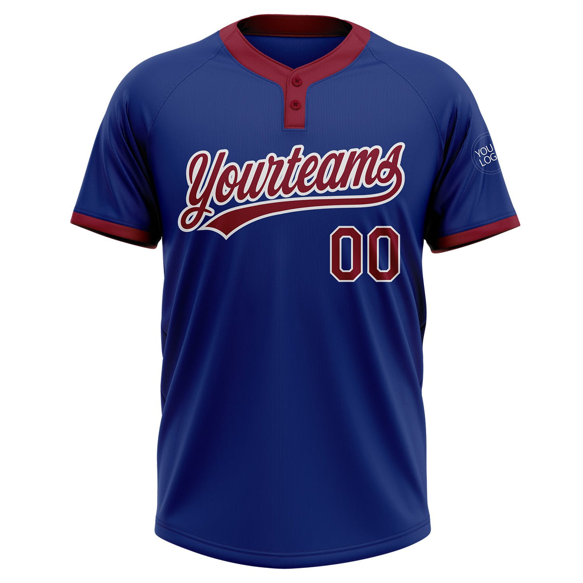 Custom Royal Crimson-White Two-Button Unisex Softball Jersey Limited