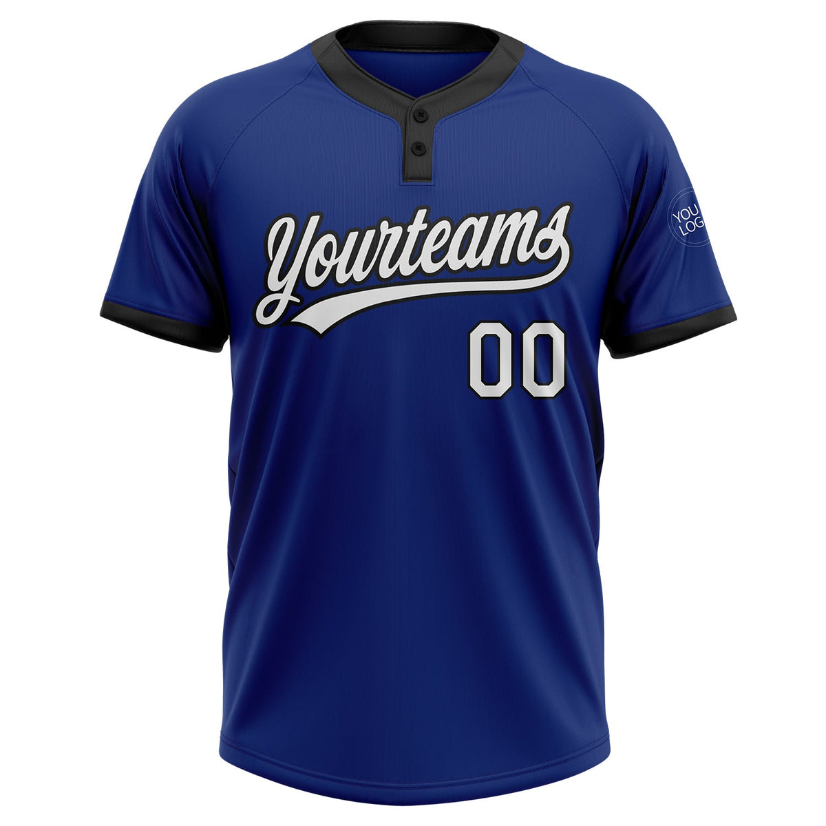Custom Royal White-Black Two-Button Unisex Softball Jersey Limited