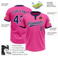 Custom Pink Navy-White Two-Button Unisex Softball Jersey Limited