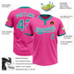 Custom Pink Teal-White Two-Button Unisex Softball Jersey Limited