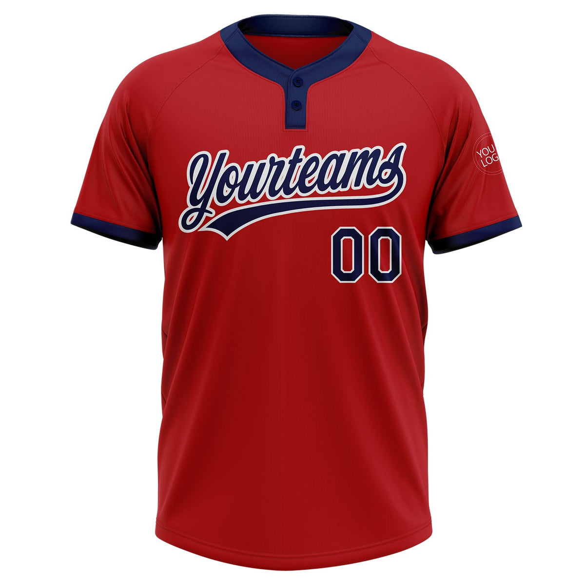 Custom Red Navy-White Two-Button Unisex Softball Jersey Limited