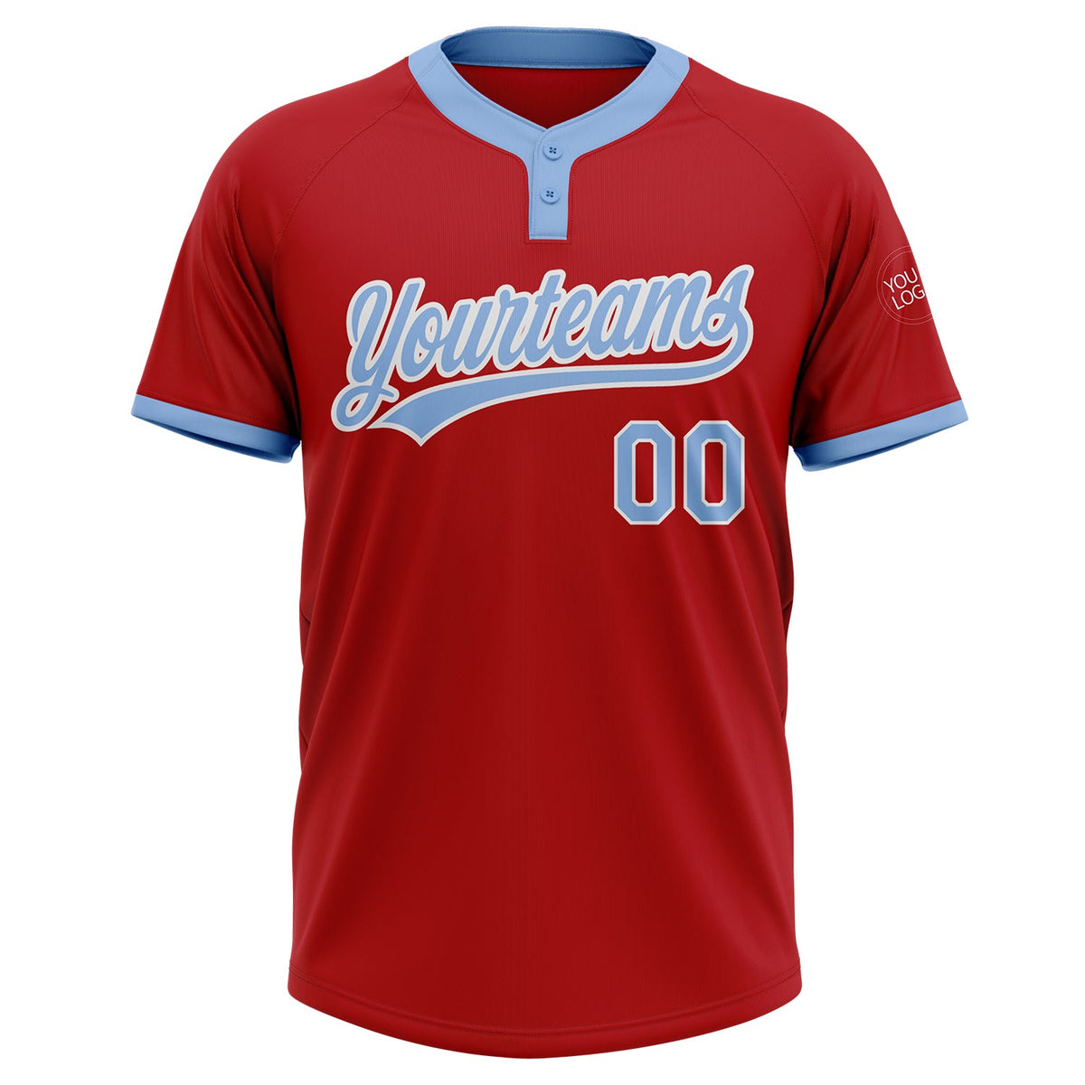 Custom Red Light Blue-White Two-Button Unisex Softball Jersey Limited