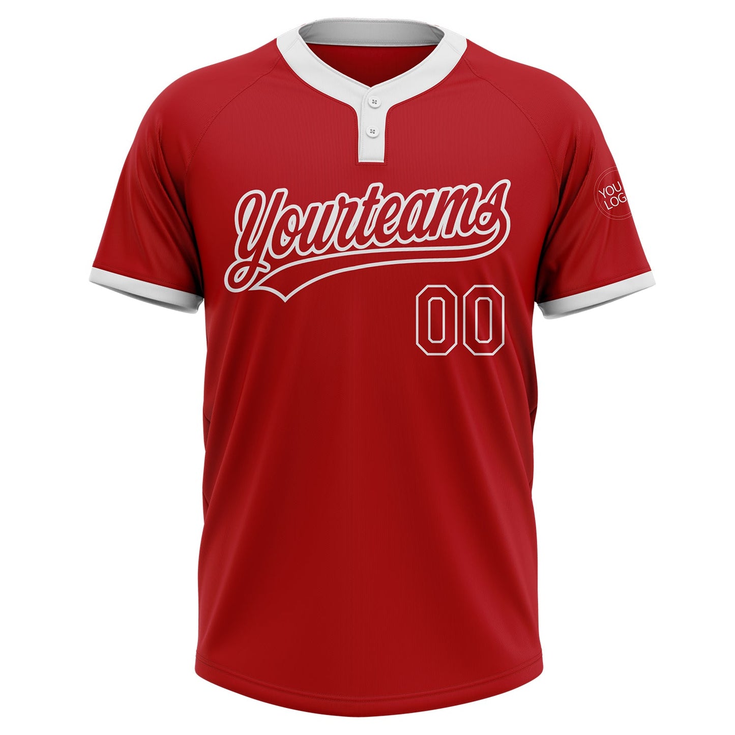 Custom Red Red-White Two-Button Unisex Softball Jersey Limited