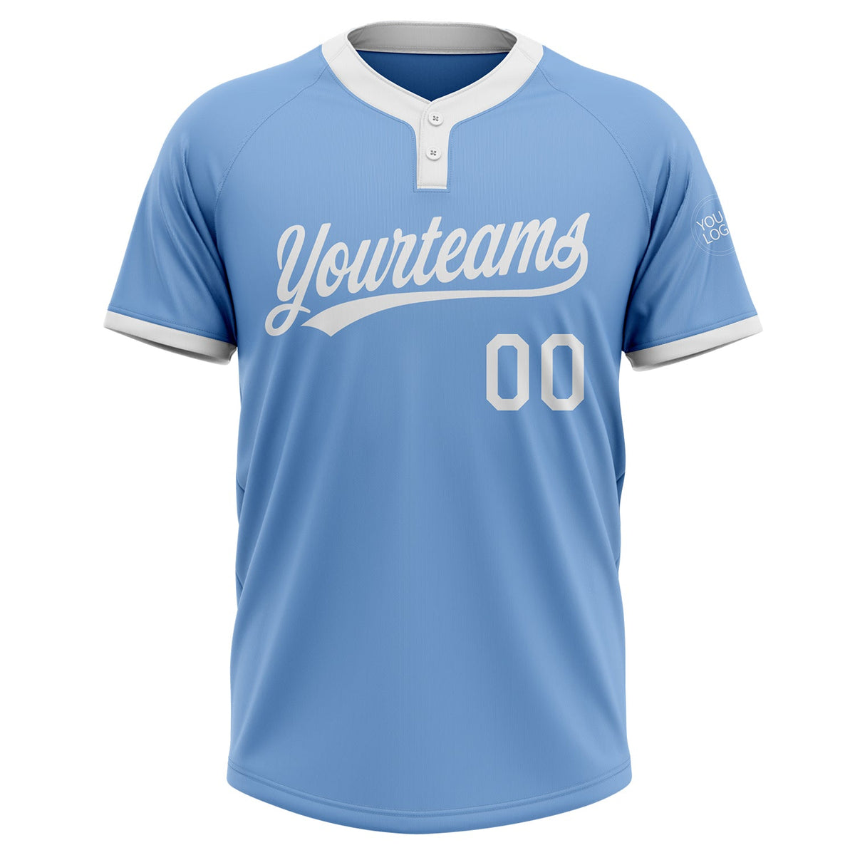 Custom Light Blue White Two-Button Unisex Softball Jersey Limited