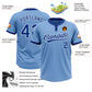 Custom Light Blue Royal-White Two-Button Unisex Softball Jersey Limited