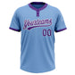 Custom Light Blue Purple-White Two-Button Unisex Softball Jersey Limited