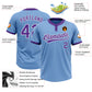 Custom Light Blue Purple-White Two-Button Unisex Softball Jersey Limited