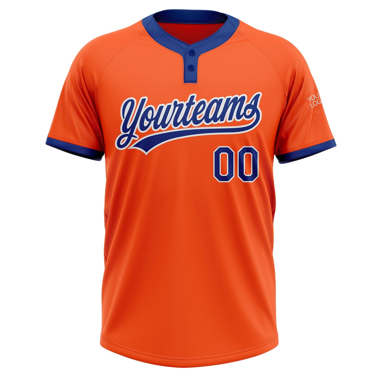 Custom Orange Royal-White Two-Button Unisex Softball Jersey Limited