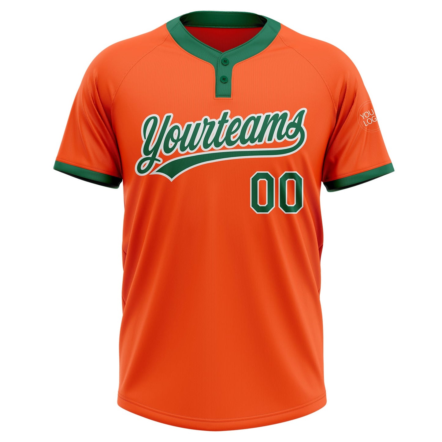 Custom Orange Kelly Green-White Two-Button Unisex Softball Jersey Limited