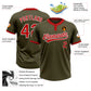 Custom Olive Red-White Salute To Service Two-Button Unisex Softball Jersey Limited