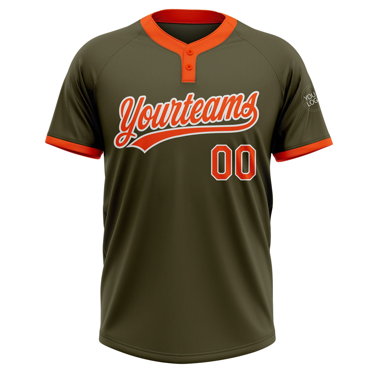 Custom Olive Orange-White Salute To Service Two-Button Unisex Softball Jersey Limited