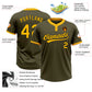 Custom Olive Gold-Black Salute To Service Two-Button Unisex Softball Jersey Limited