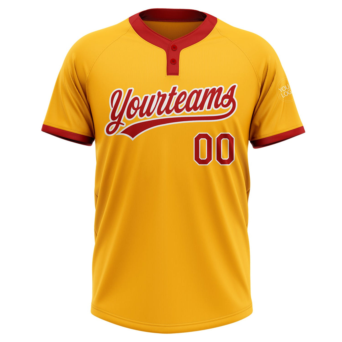 Custom Gold Red-White Two-Button Unisex Softball Jersey Limited