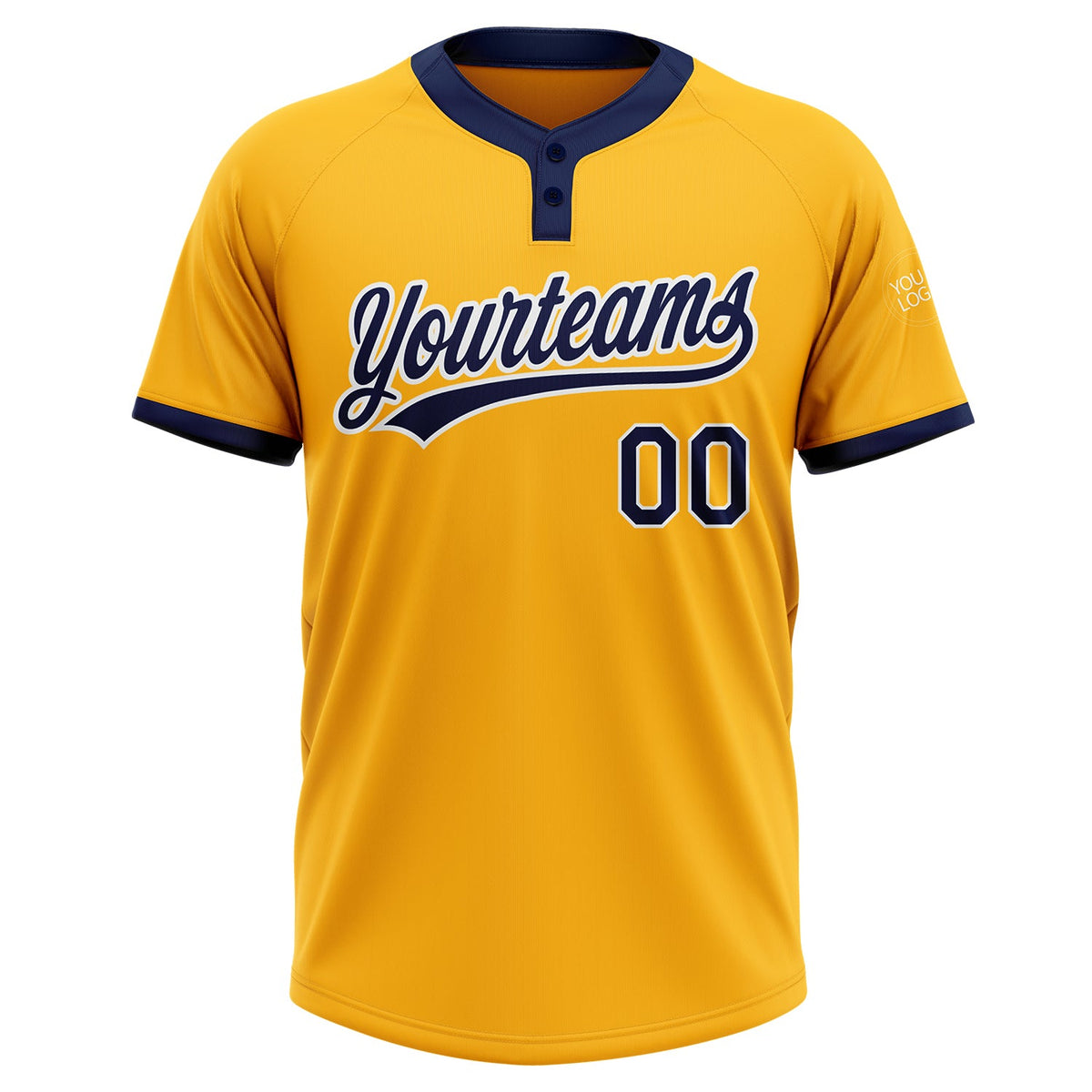 Custom Gold Navy-White Two-Button Unisex Softball Jersey Limited