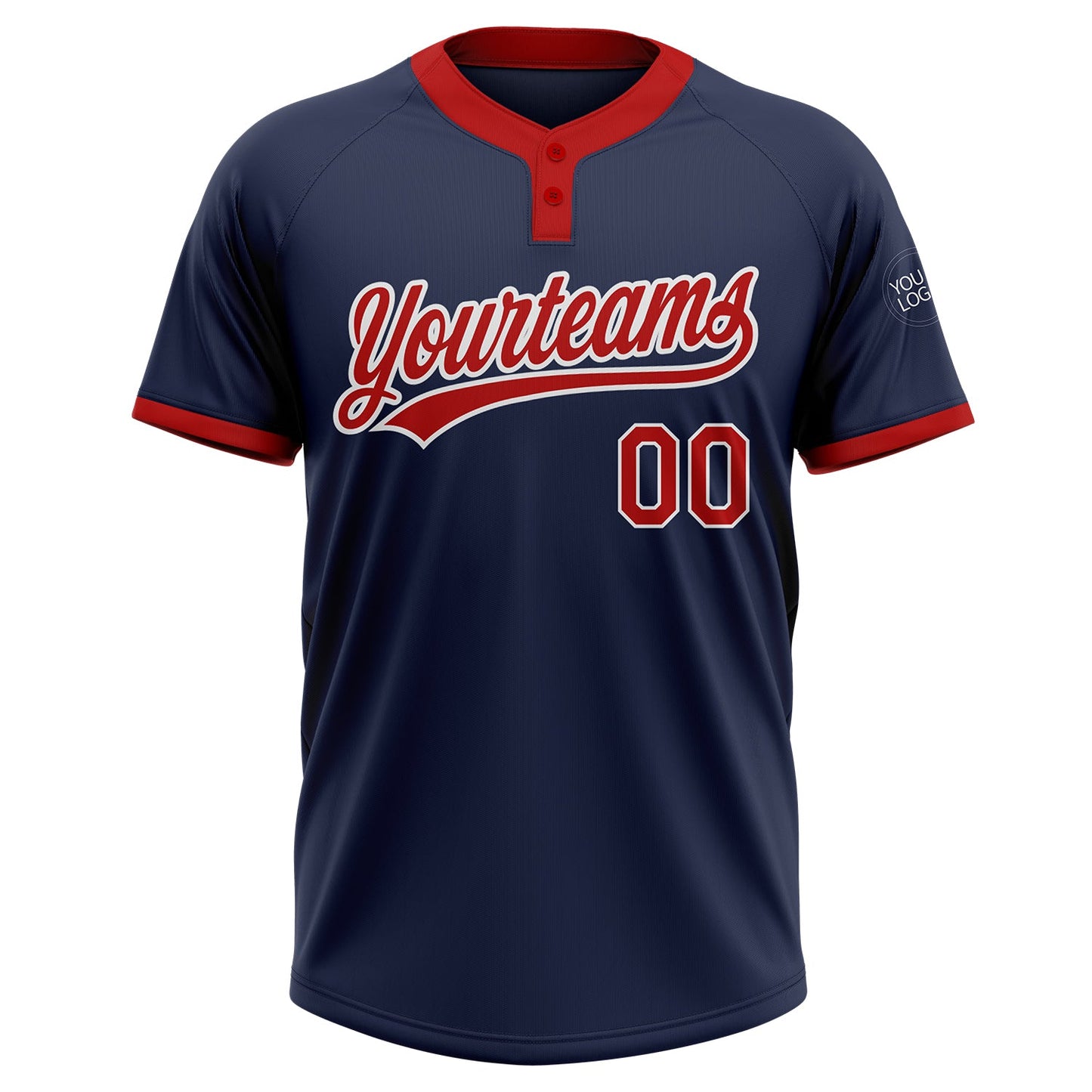 Custom Navy Red-White Two-Button Unisex Softball Jersey Limited