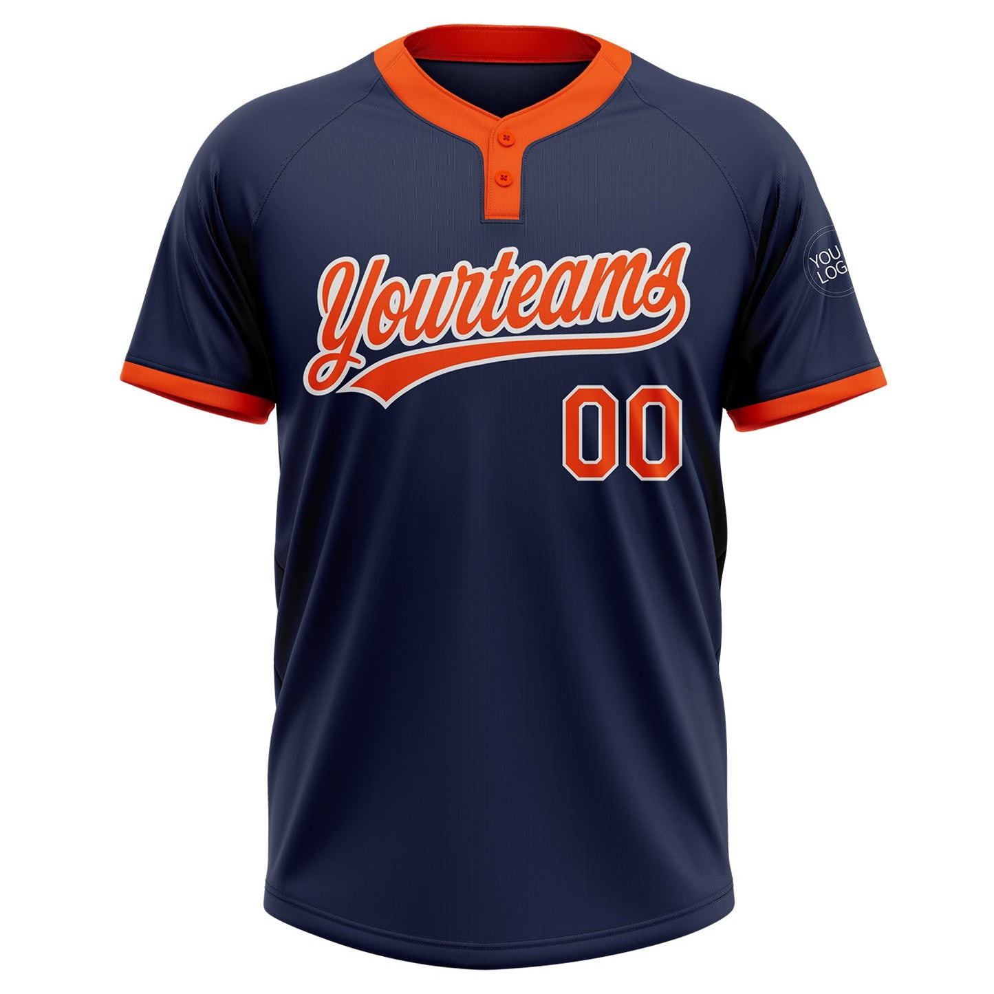 Custom Navy Orange-White Two-Button Unisex Softball Jersey Limited