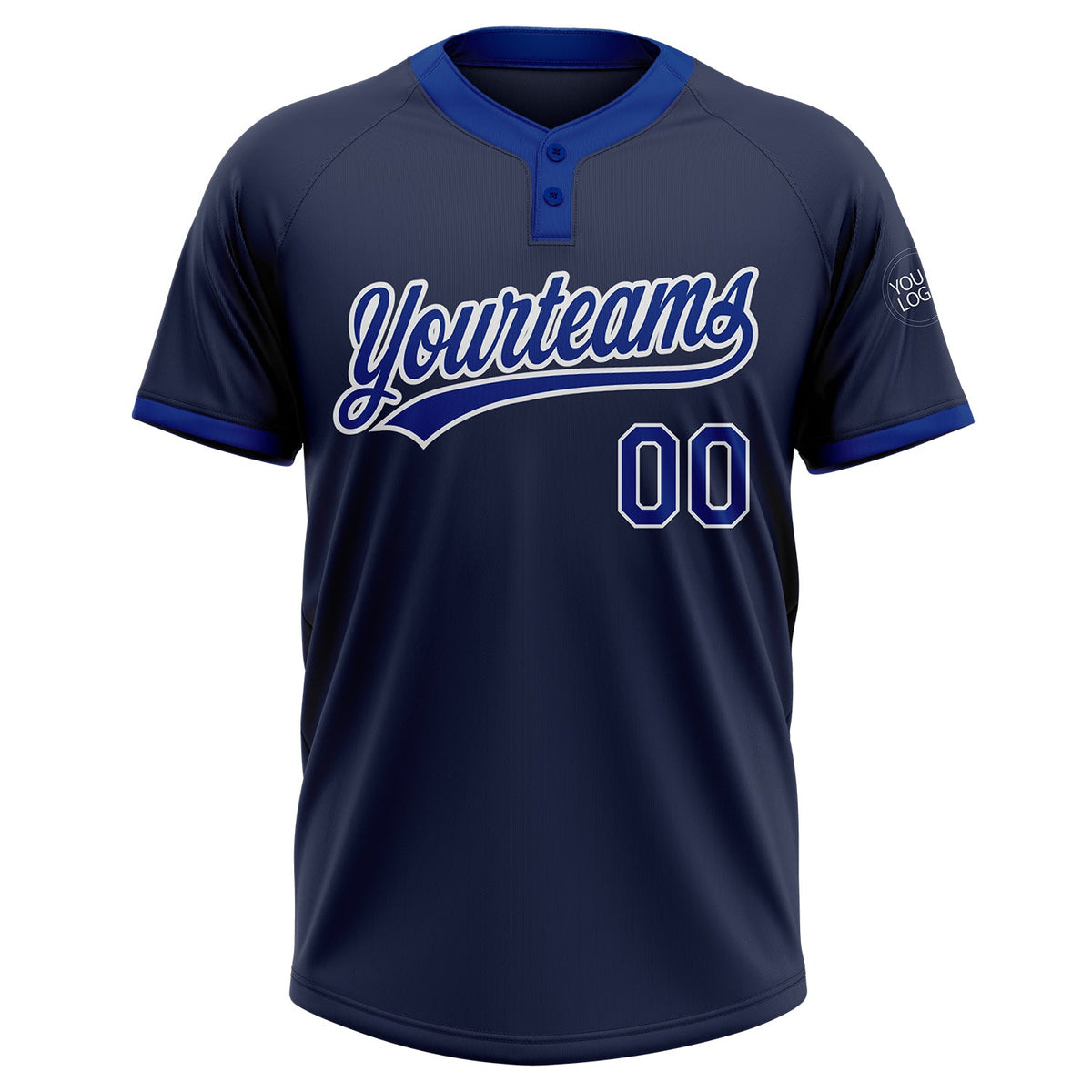 Custom Navy Royal-White Two-Button Unisex Softball Jersey Limited