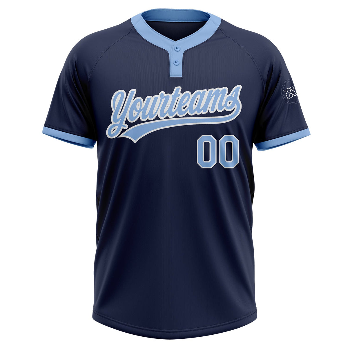 Custom Navy Light Blue-White Two-Button Unisex Softball Jersey Limited