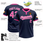Custom Navy Pink-White Two-Button Unisex Softball Jersey Limited