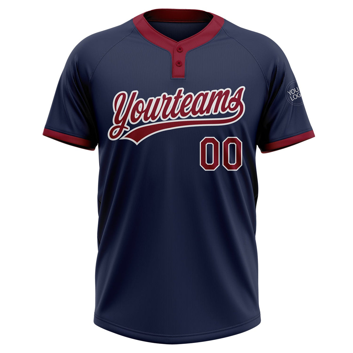 Custom Navy Crimson-White Two-Button Unisex Softball Jersey Limited