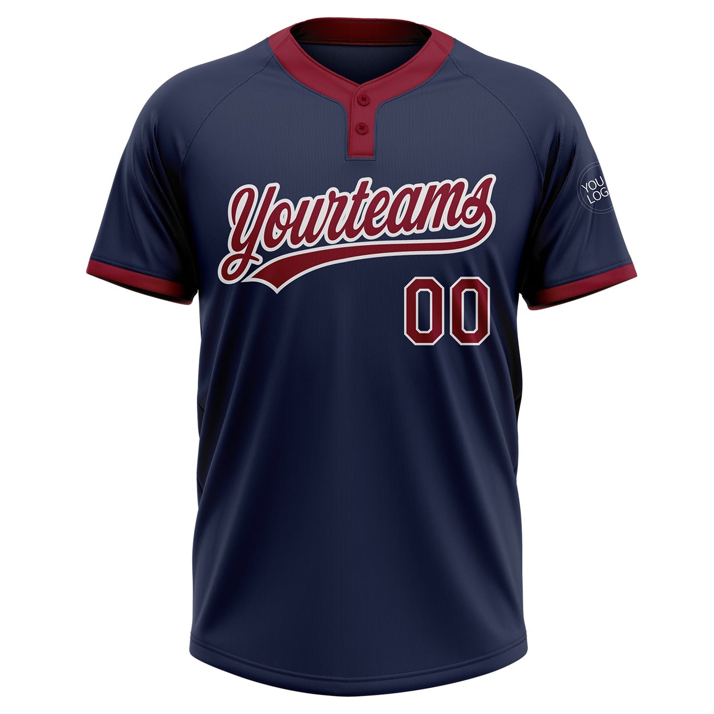 Custom Navy Crimson-White Two-Button Unisex Softball Jersey Limited