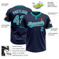 Custom Navy Teal-White Two-Button Unisex Softball Jersey Limited