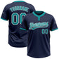 Custom Navy Teal-White Two-Button Unisex Softball Jersey