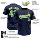 Custom Navy Neon Green-White Two-Button Unisex Softball Jersey Limited
