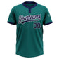 Custom Teal Navy-White Two-Button Unisex Softball Jersey Limited