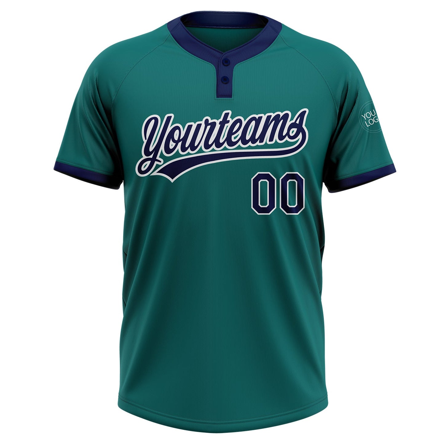 Custom Teal Navy-White Two-Button Unisex Softball Jersey Limited