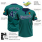 Custom Teal Navy-White Two-Button Unisex Softball Jersey Limited