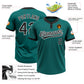 Custom Teal Black-White Two-Button Unisex Softball Jersey Limited