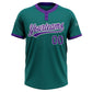 Custom Teal Purple-White Two-Button Unisex Softball Jersey Limited
