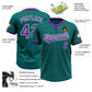 Custom Teal Purple-White Two-Button Unisex Softball Jersey Limited