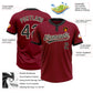 Custom Crimson Black-Cream Two-Button Unisex Softball Jersey Limited