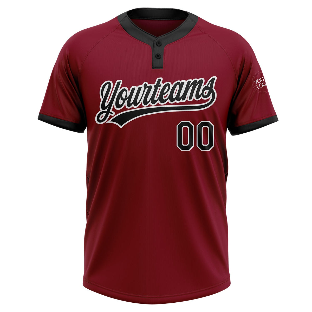 Custom Crimson Black-White Two-Button Unisex Softball Jersey Limited