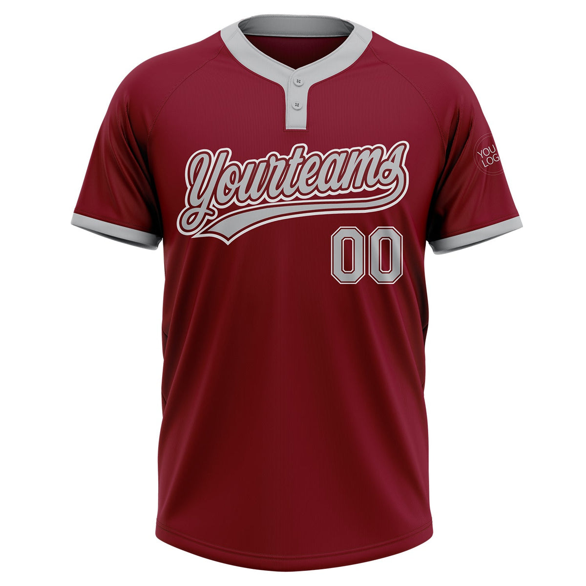 Custom Crimson Gray-White Two-Button Unisex Softball Jersey Limited
