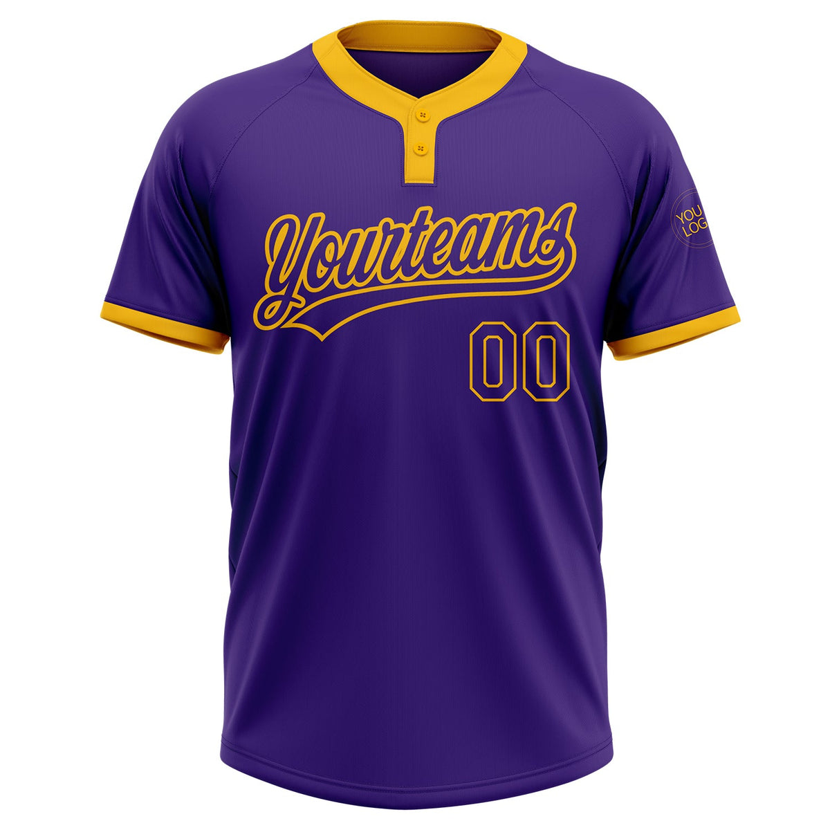 Custom Purple Purple-Gold Two-Button Unisex Softball Jersey Limited